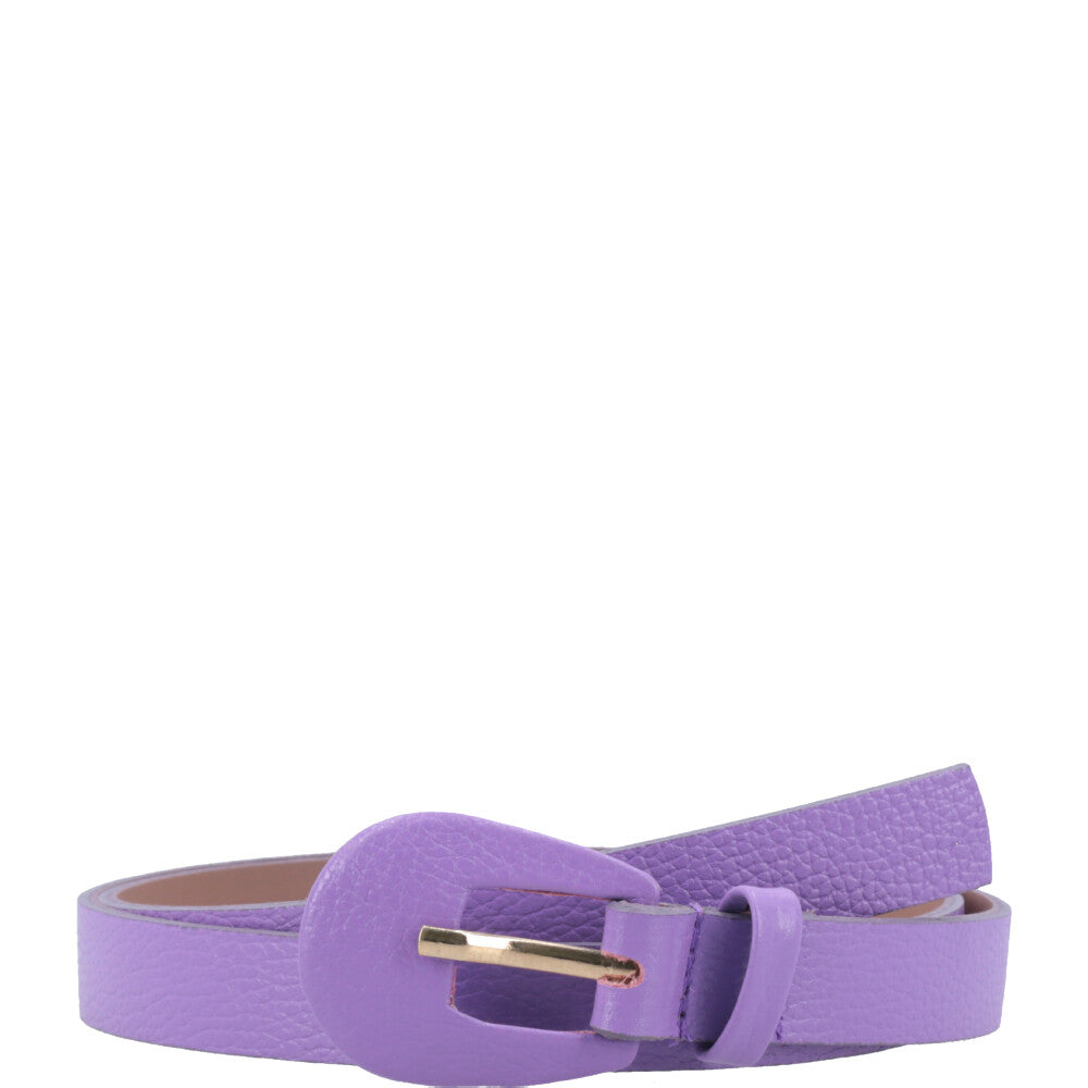 Cinto Feminino de Couro com Fivela Encapada Oval Lilas