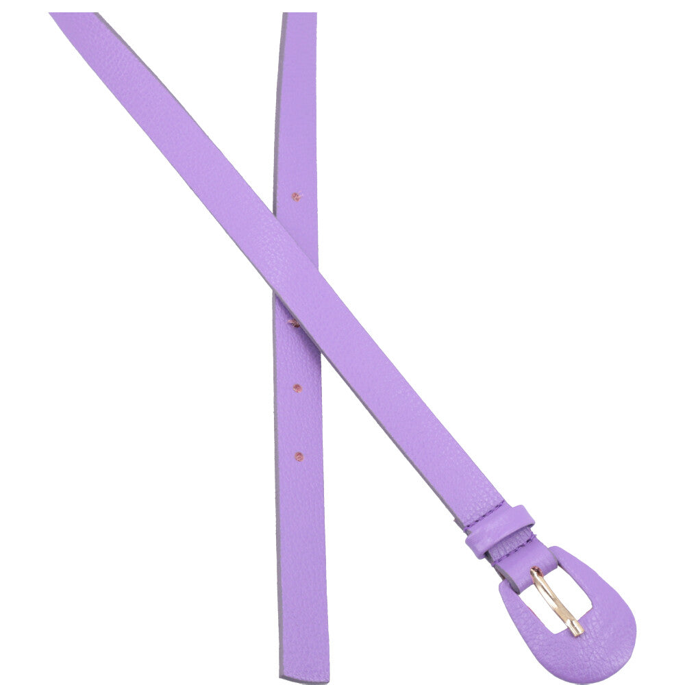 Cinto Feminino de Couro com Fivela Encapada Oval Lilas