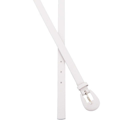 Cinto Feminino de Couro com Fivela Encapada Oval Marfim