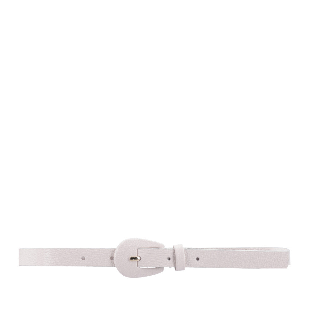 Cinto Feminino de Couro com Fivela Encapada Oval Marfim