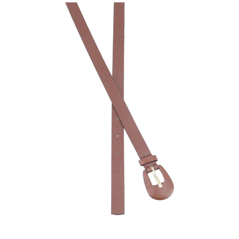 Cinto Feminino de Couro com Fivela Encapada Oval Marrom