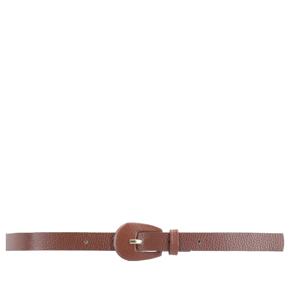 Cinto Feminino de Couro com Fivela Encapada Oval Marrom