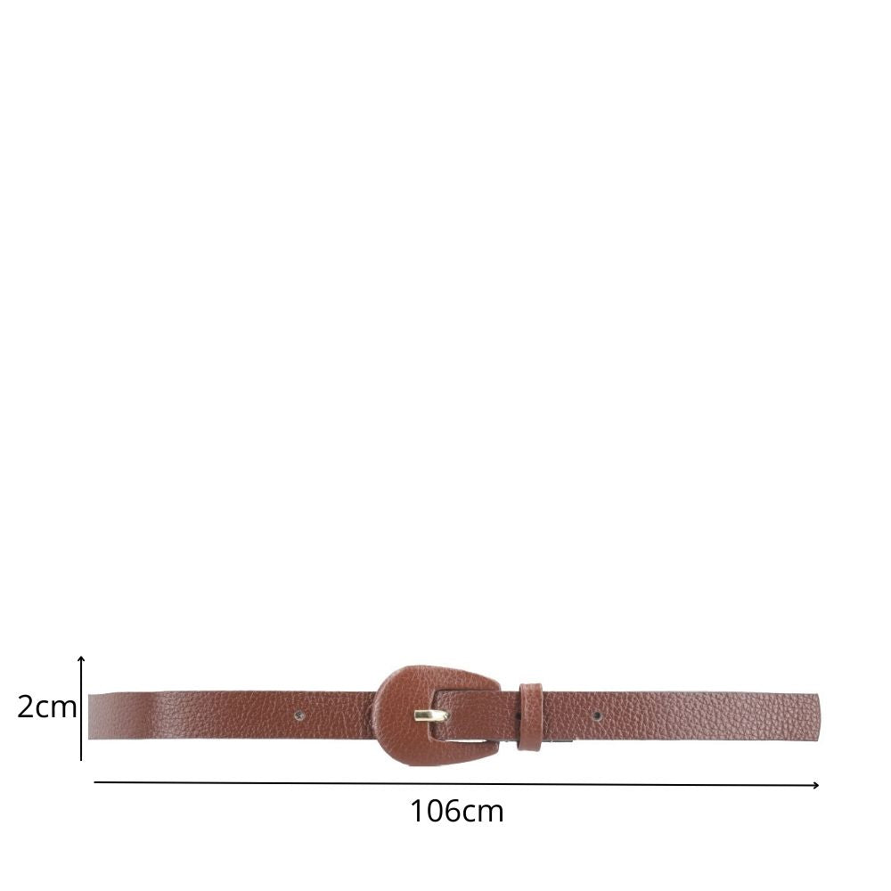 Cinto Feminino de Couro com Fivela Encapada Oval Marrom