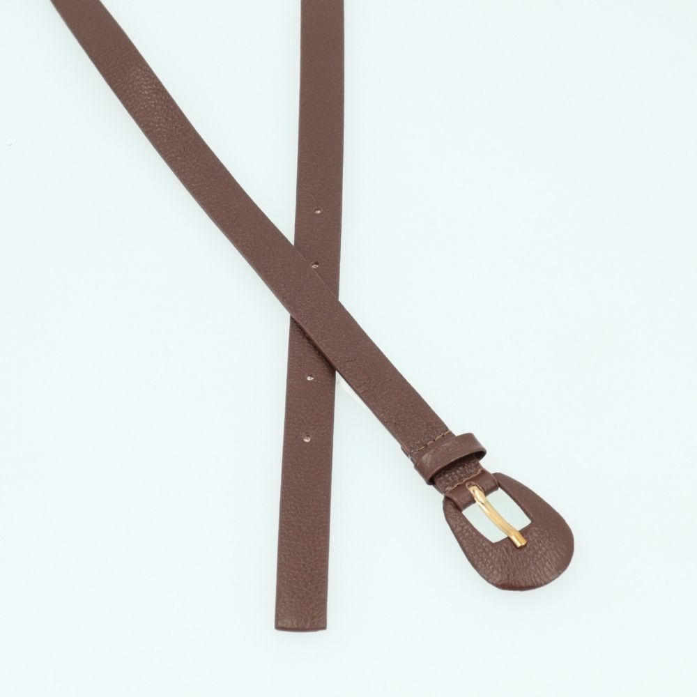 Cinto Feminino de Couro com Fivela Encapada Oval Marrom escuro