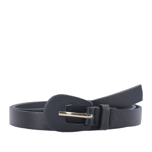 Cinto Feminino de Couro com Fivela Encapada Oval Preto
