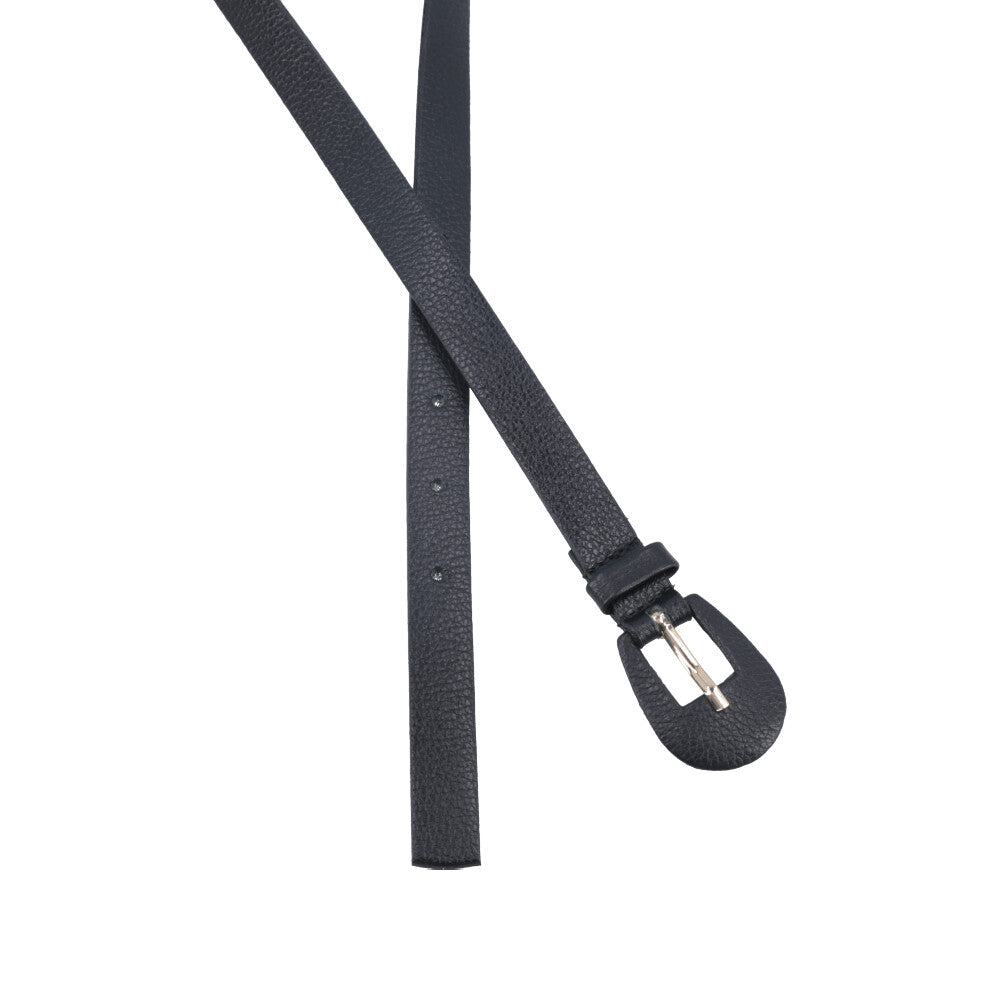 Cinto Feminino de Couro com Fivela Encapada Oval Preto