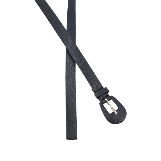 Cinto Feminino de Couro com Fivela Encapada Oval Preto