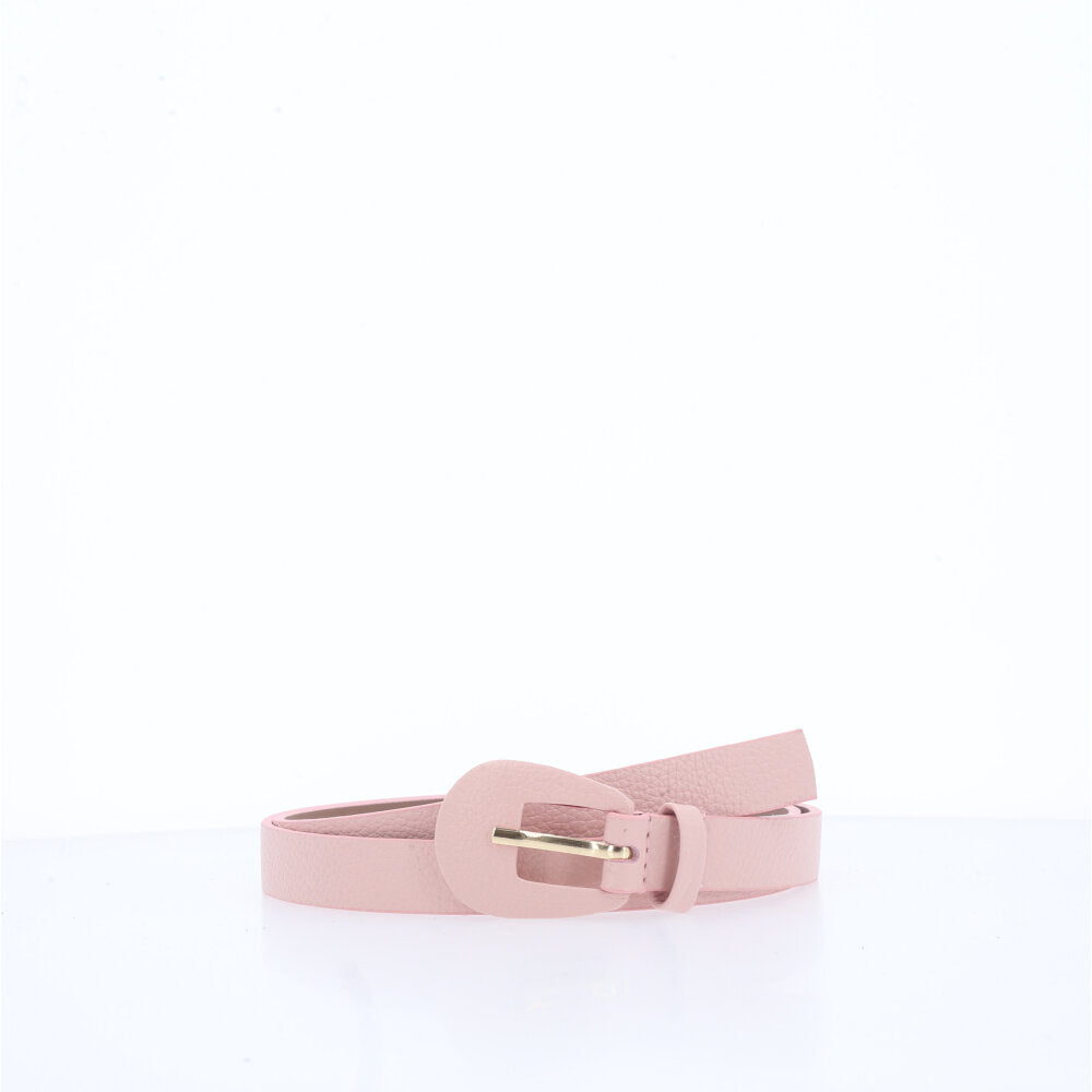 Cinto Feminino de Couro com Fivela Encapada Oval Rosa claro