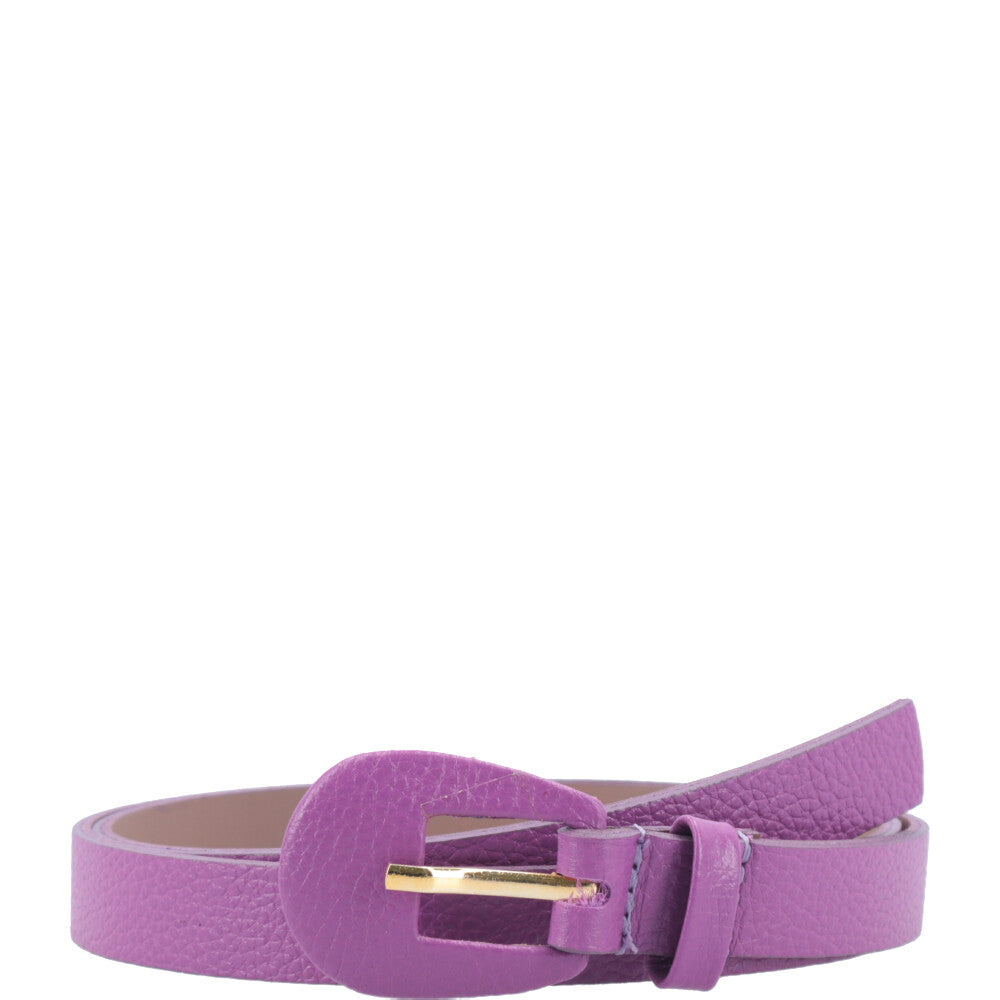 Cinto Feminino de Couro com Fivela Encapada Oval Roxo