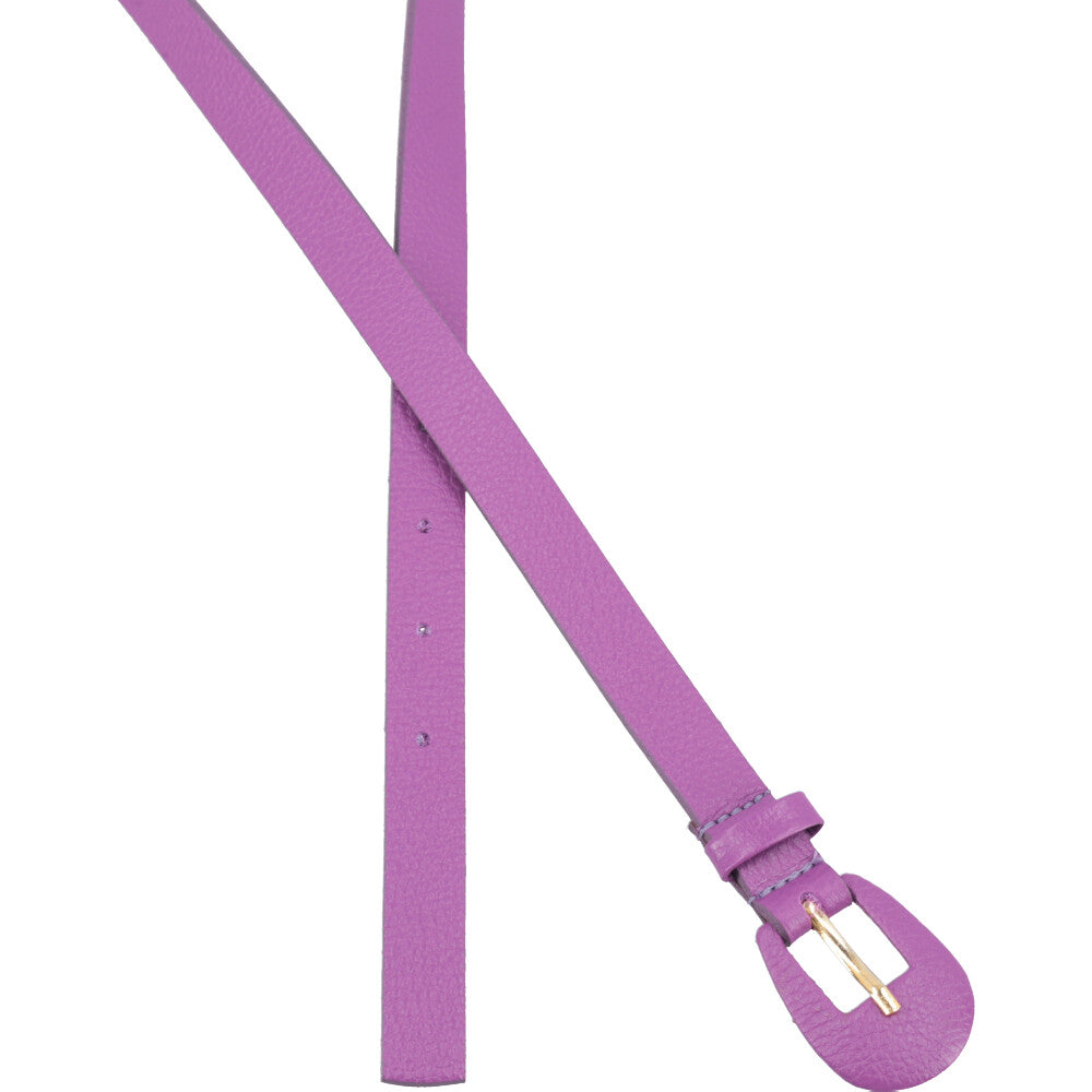 Cinto Feminino de Couro com Fivela Encapada Oval Roxo