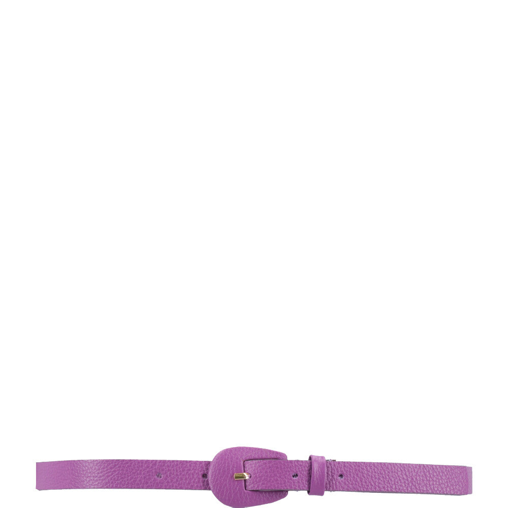 Cinto Feminino de Couro com Fivela Encapada Oval Roxo