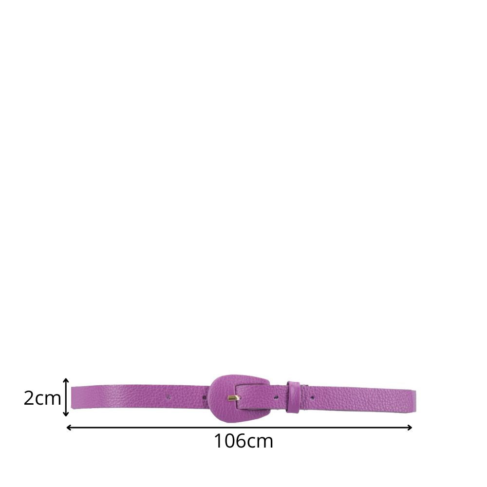 Cinto Feminino de Couro com Fivela Encapada Oval Roxo