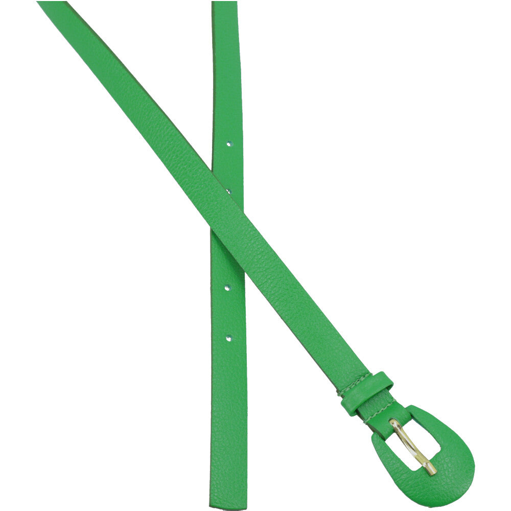Cinto Feminino de Couro com Fivela Encapada Oval Verde