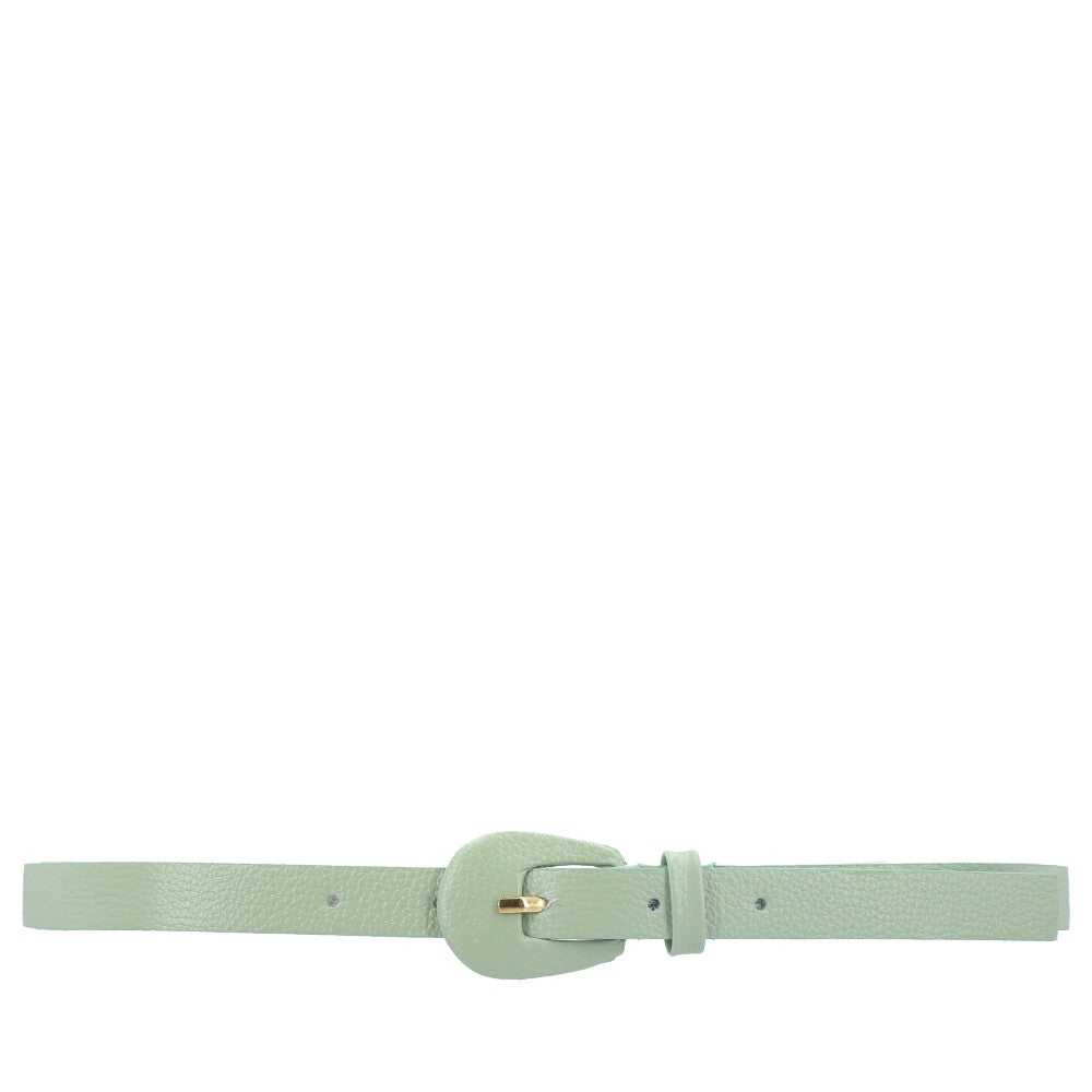 Cinto Feminino de Couro com Fivela Encapada Oval Verde claro