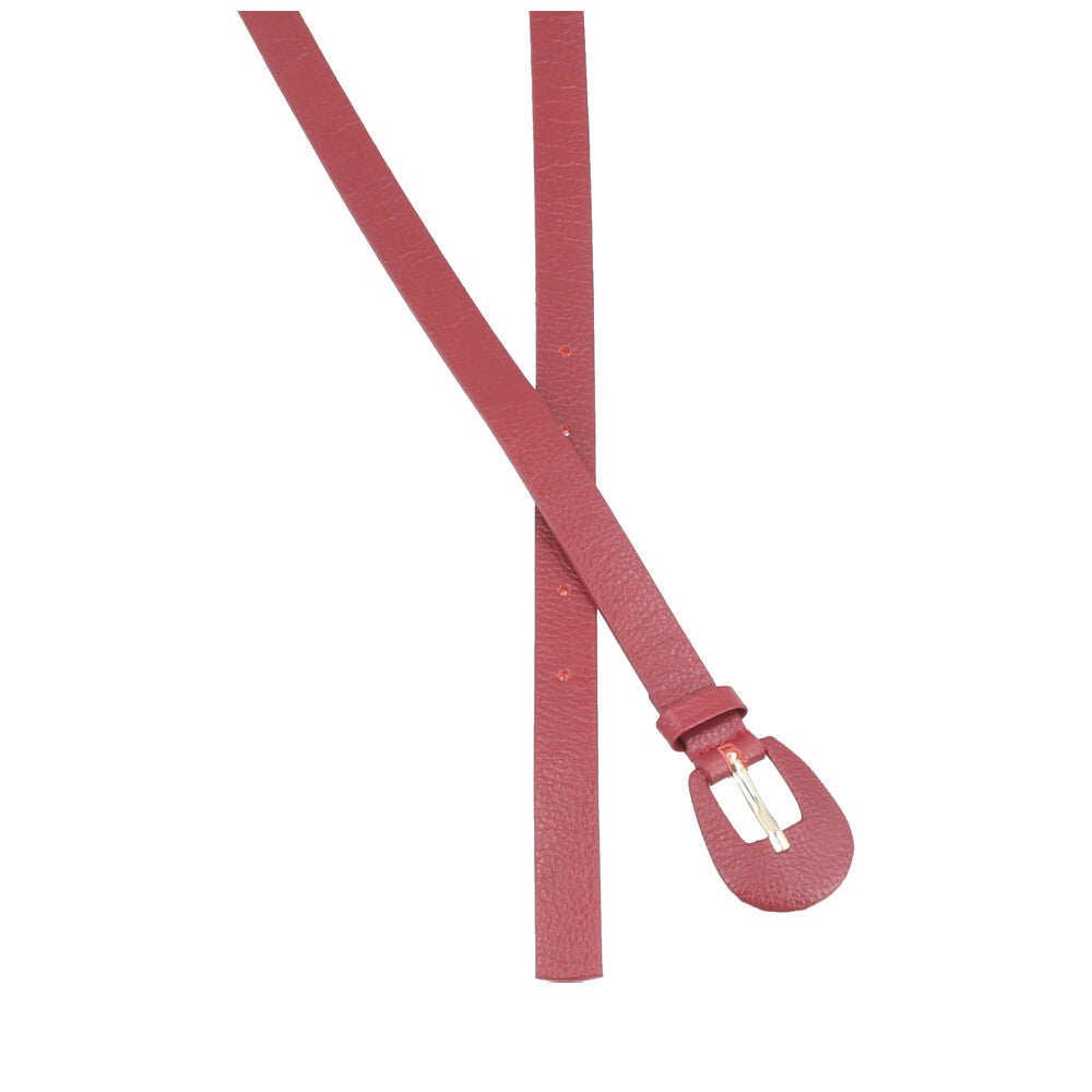 Cinto Feminino de Couro com Fivela Encapada Oval Vermelho