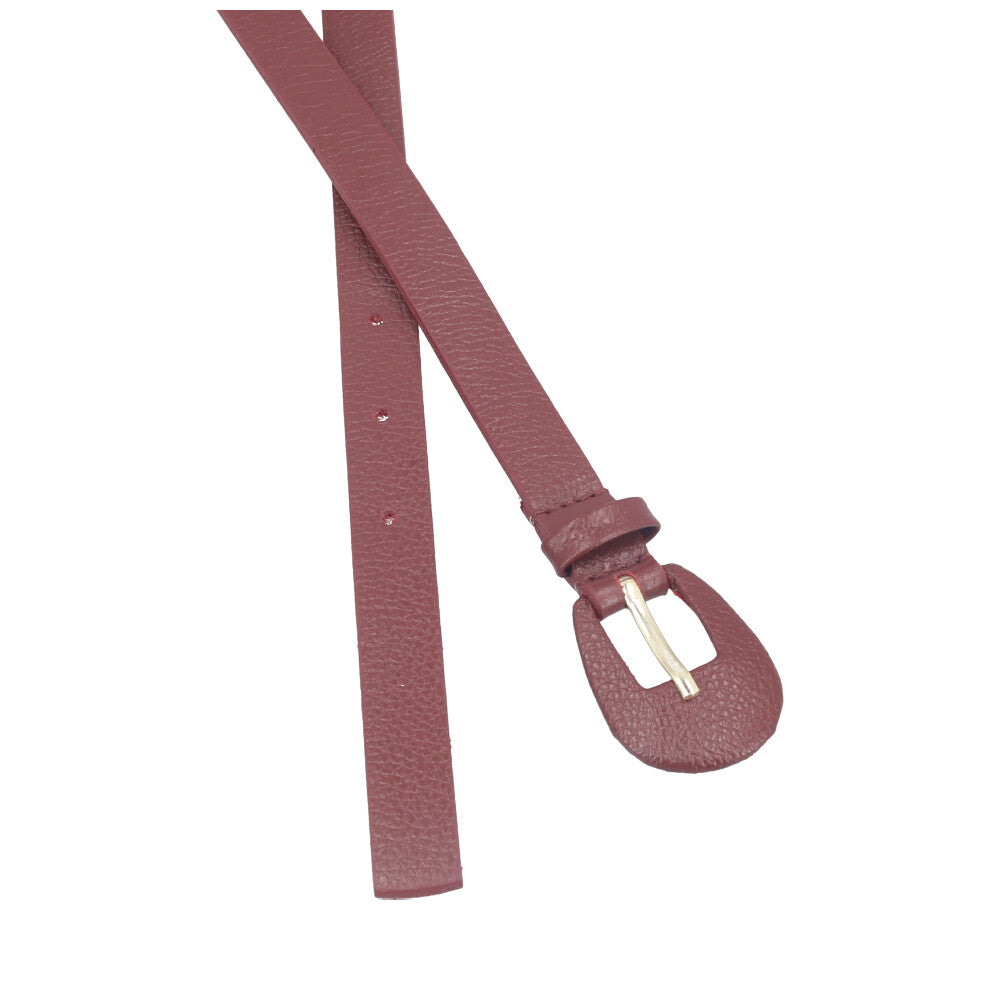 Cinto Feminino de Couro com Fivela Encapada Oval Vinho