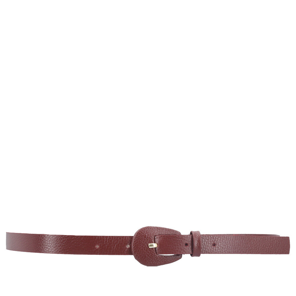 Cinto Feminino de Couro com Fivela Encapada Oval Vinho