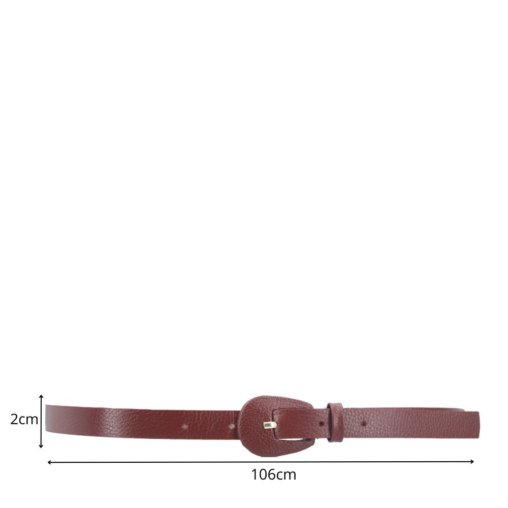 Cinto Feminino de Couro com Fivela Encapada Oval Vinho