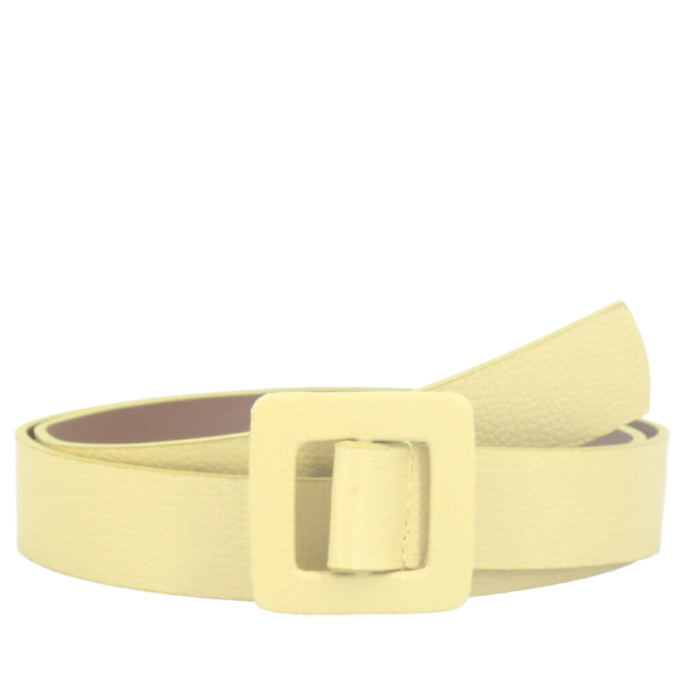 Cinto de Couro Legítimo com Fivela Encapada Amarelo