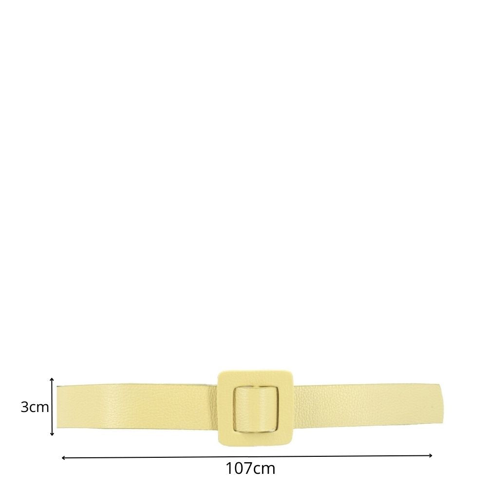Cinto de Couro Legítimo com Fivela Encapada Amarelo