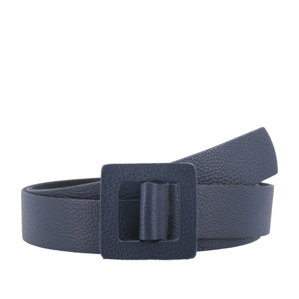 Cinto de Couro Legítimo com Fivela Encapada Azul escuro