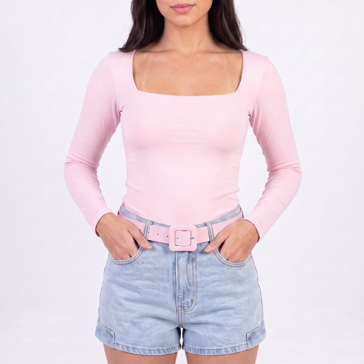 Cinto de Couro Legítimo com Fivela Encapada Rosa claro