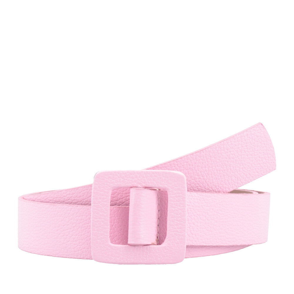 Cinto de Couro Legítimo com Fivela Encapada Rosa claro