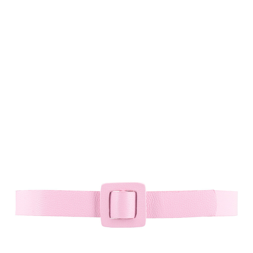 Cinto de Couro Legítimo com Fivela Encapada Rosa claro