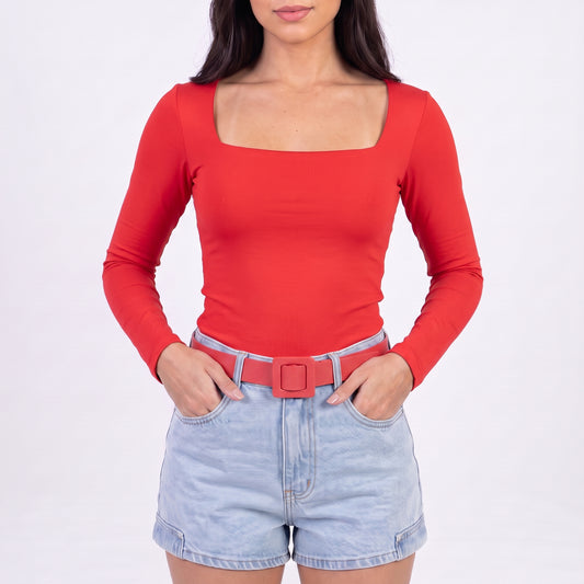 Cinto de Couro Legítimo com Fivela Encapada Vermelho
