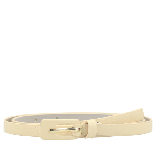 Cinto Feminino de Couro Fino com Fivela Encapada Amarelo