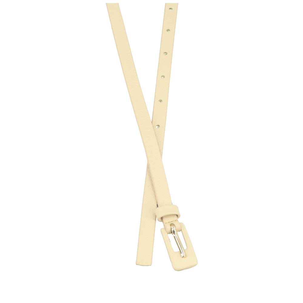 Cinto Feminino de Couro Fino com Fivela Encapada Amarelo