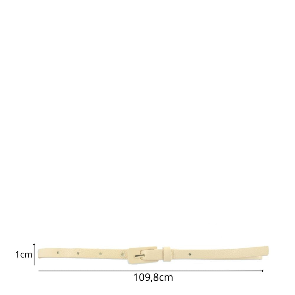 Cinto Feminino de Couro Fino com Fivela Encapada Amarelo