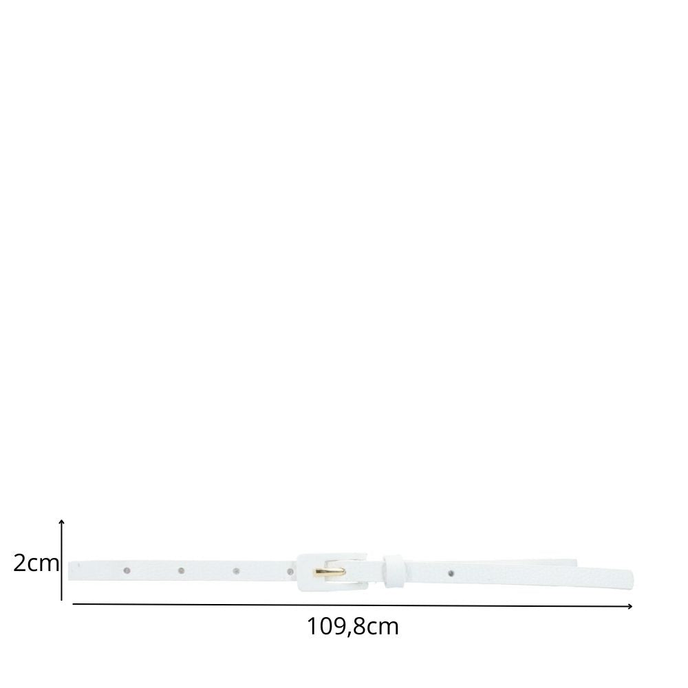 Cinto Feminino de Couro Fino com Fivela Encapada Branco
