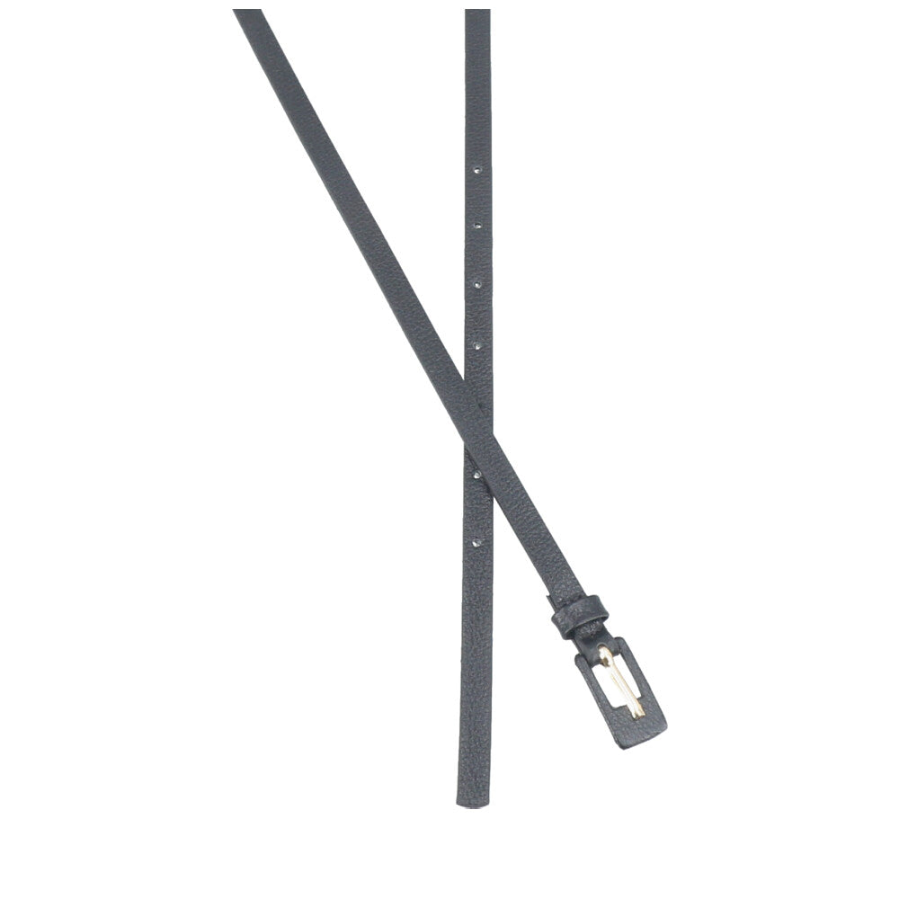 Cinto Feminino de Couro Fino com Fivela Encapada Preto