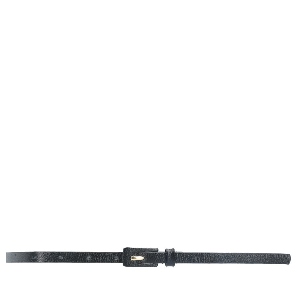 Cinto Feminino de Couro Fino com Fivela Encapada Preto