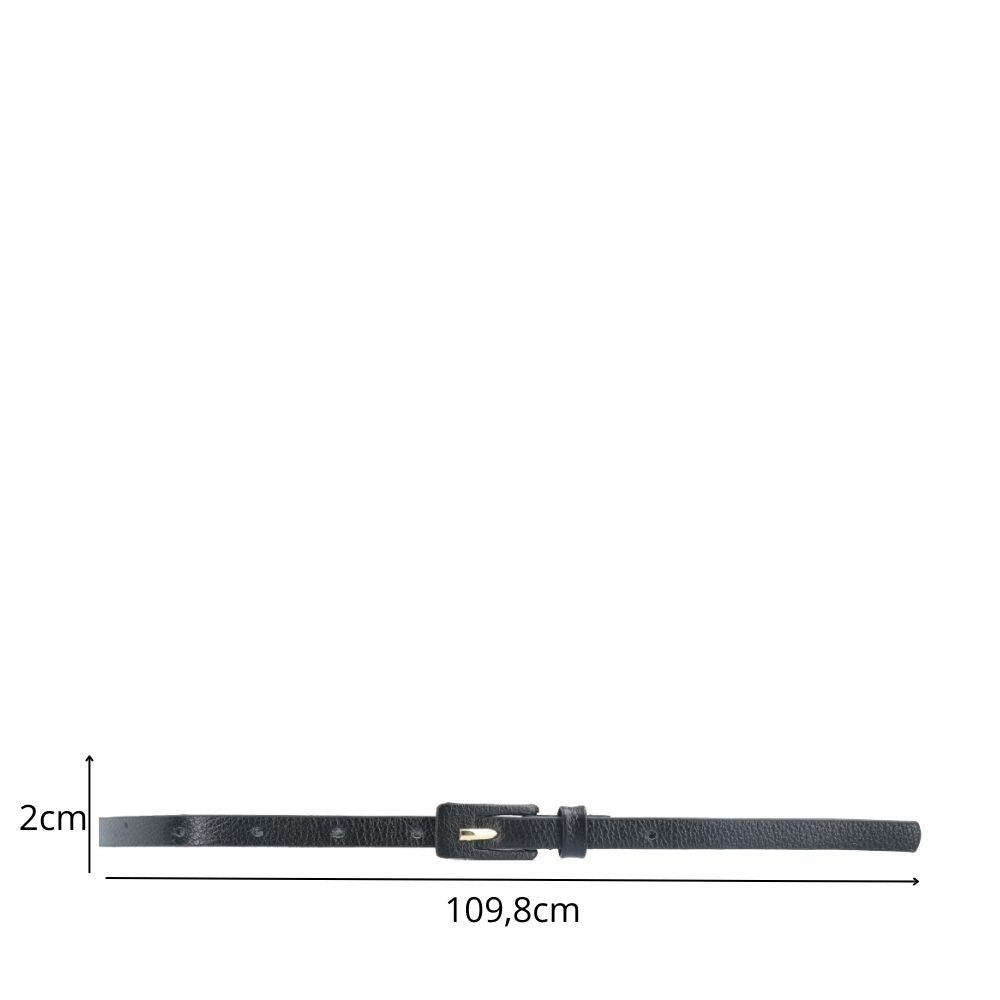 Cinto Feminino de Couro Fino com Fivela Encapada Preto