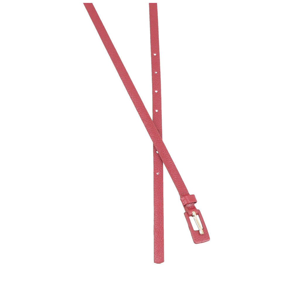 Cinto Feminino de Couro Fino com Fivela Encapada Vermelho