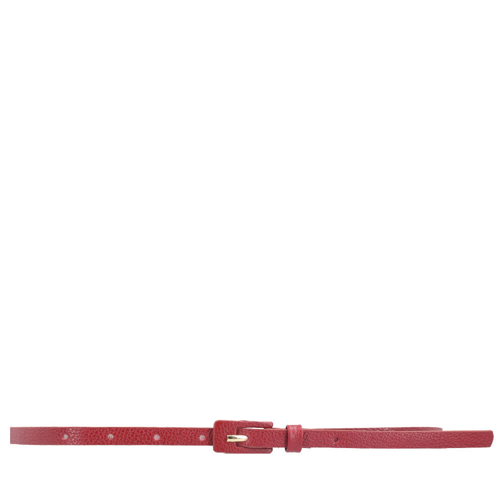 Cinto Feminino de Couro Fino com Fivela Encapada Vermelho