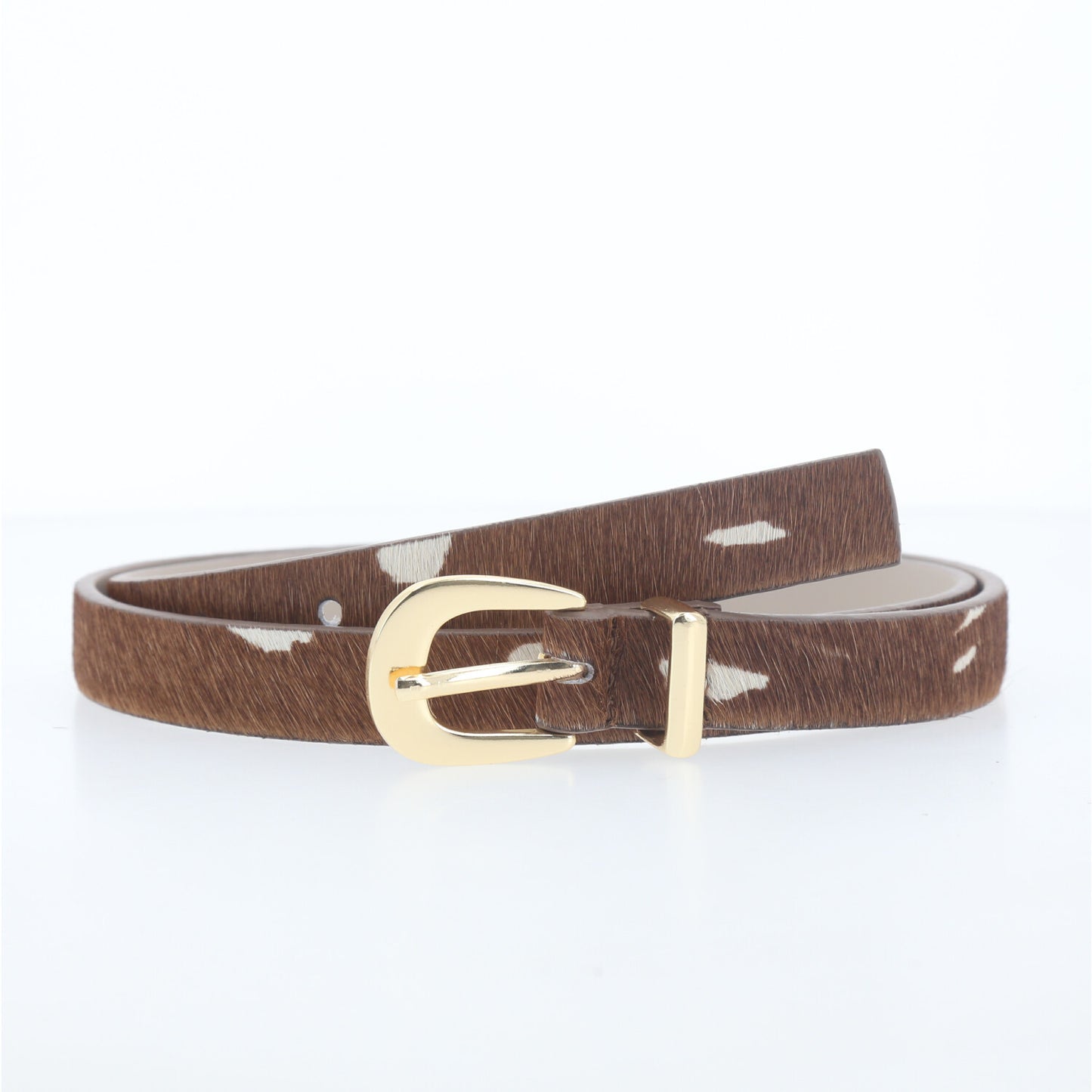 Cinto de Couro com Estampa Animal Print Marrom