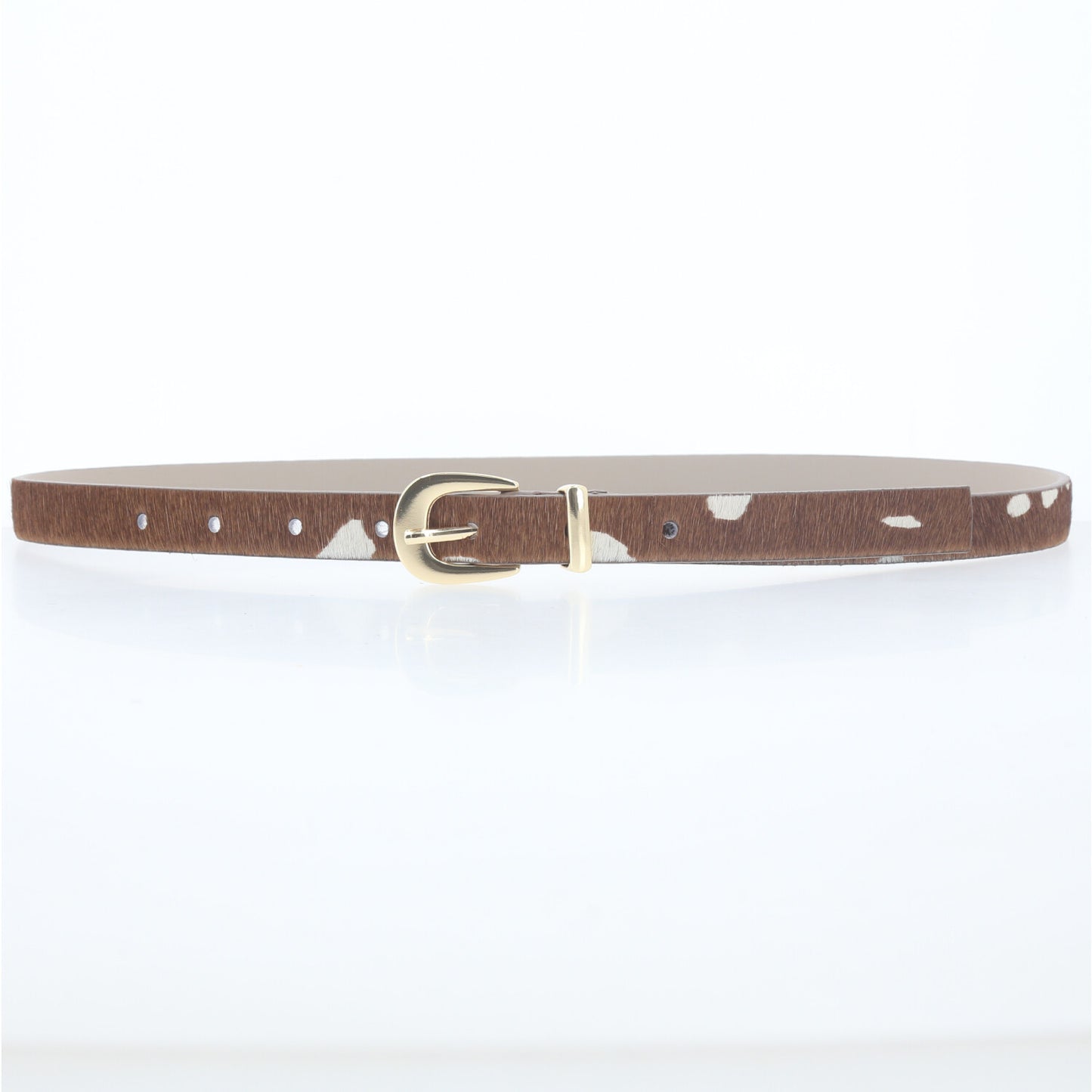 Cinto de Couro com Estampa Animal Print Marrom