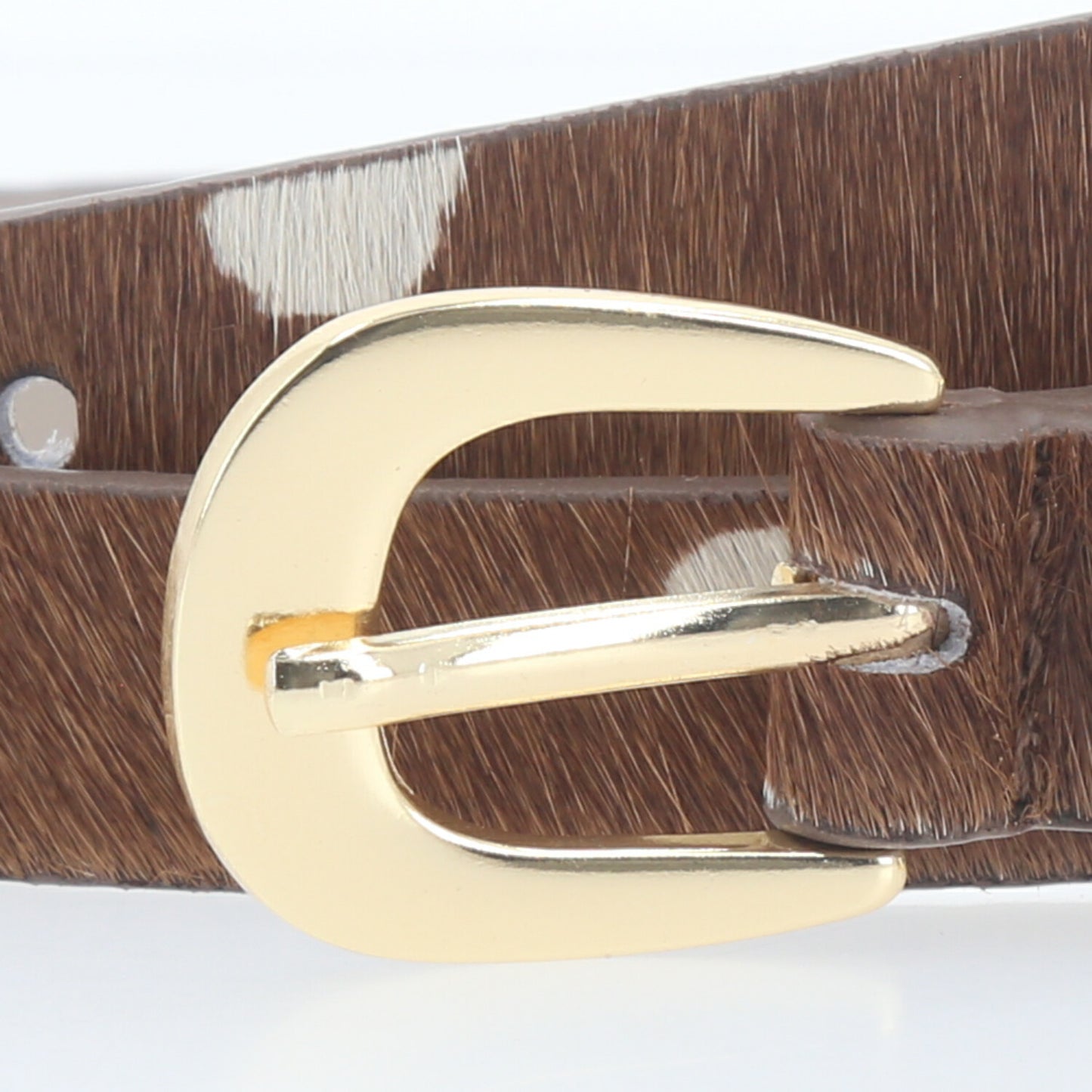 Cinto de Couro com Estampa Animal Print Marrom