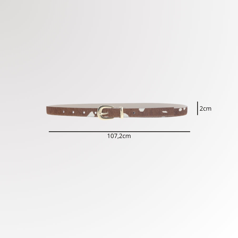 Cinto de Couro com Estampa Animal Print Marrom