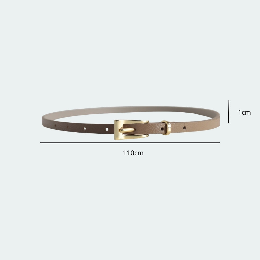 Cinto Feminino de Couro com Fivela Metalizada Dourada Bege