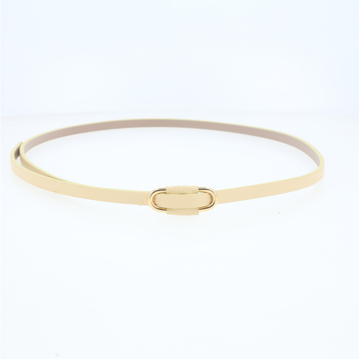 Cinto de Couro com Fivela Retangular Metalizada Amarelo