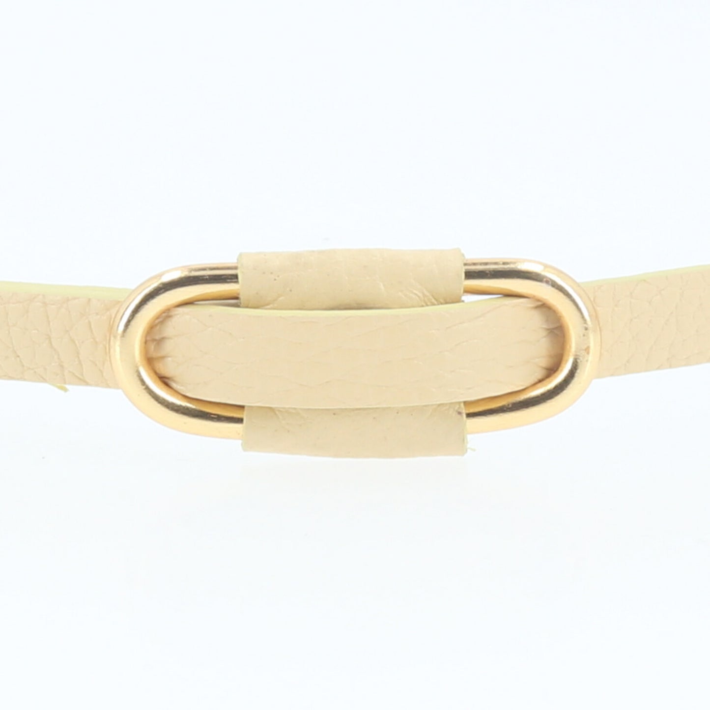 Cinto de Couro com Fivela Retangular Metalizada Amarelo