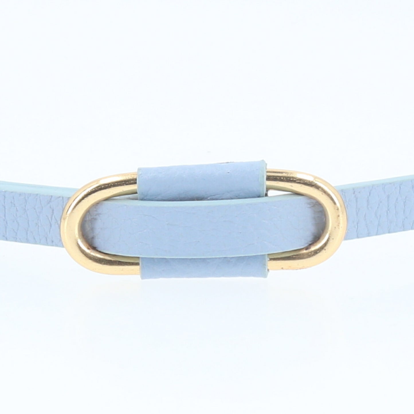 Cinto de Couro com Fivela Retangular Metalizada Azul claro