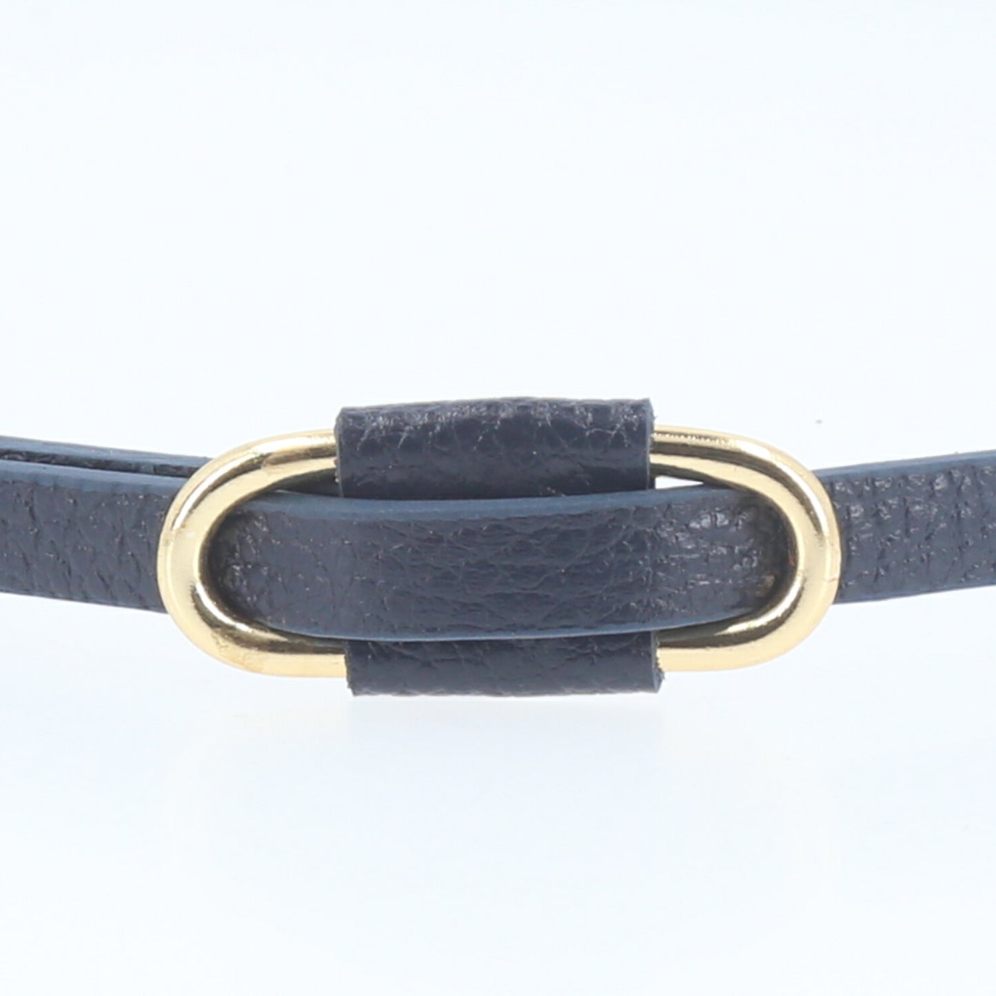 Cinto de Couro com Fivela Retangular Metalizada Azul escuro