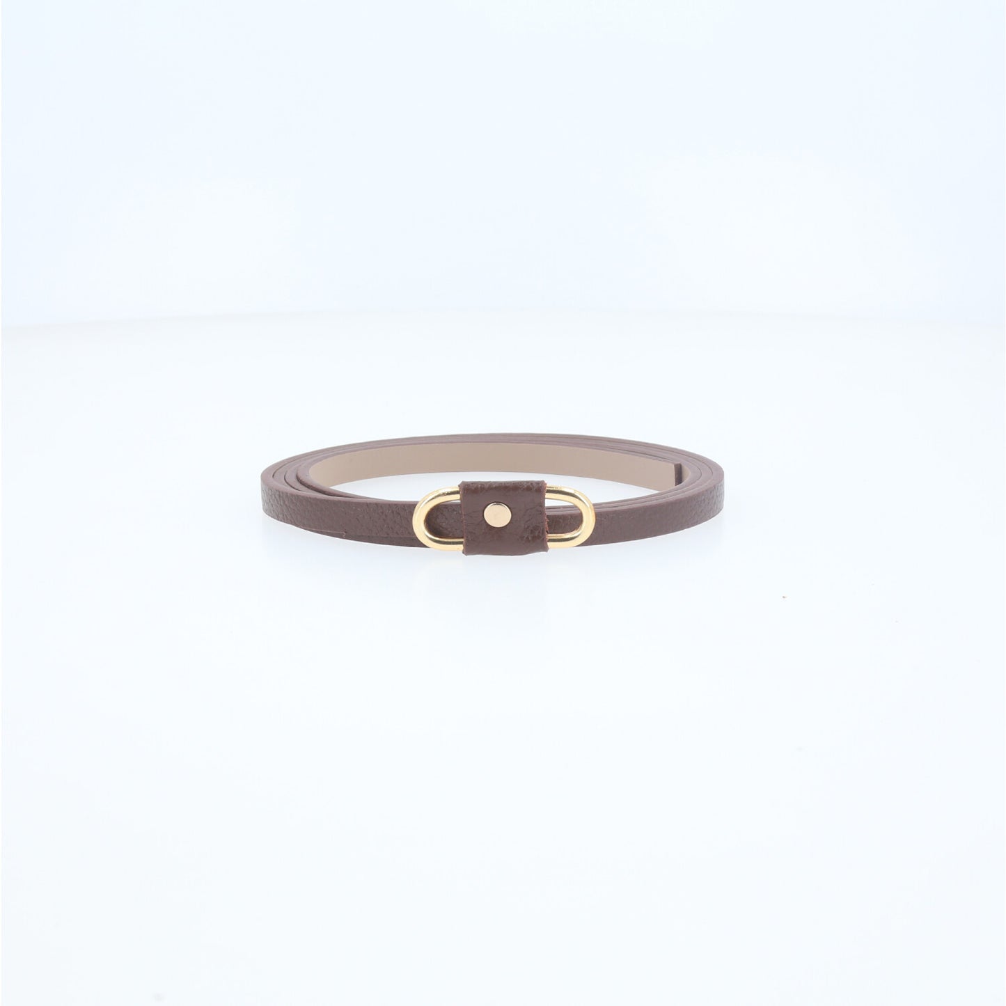 Cinto de Couro com Fivela Retangular Metalizada Marrom