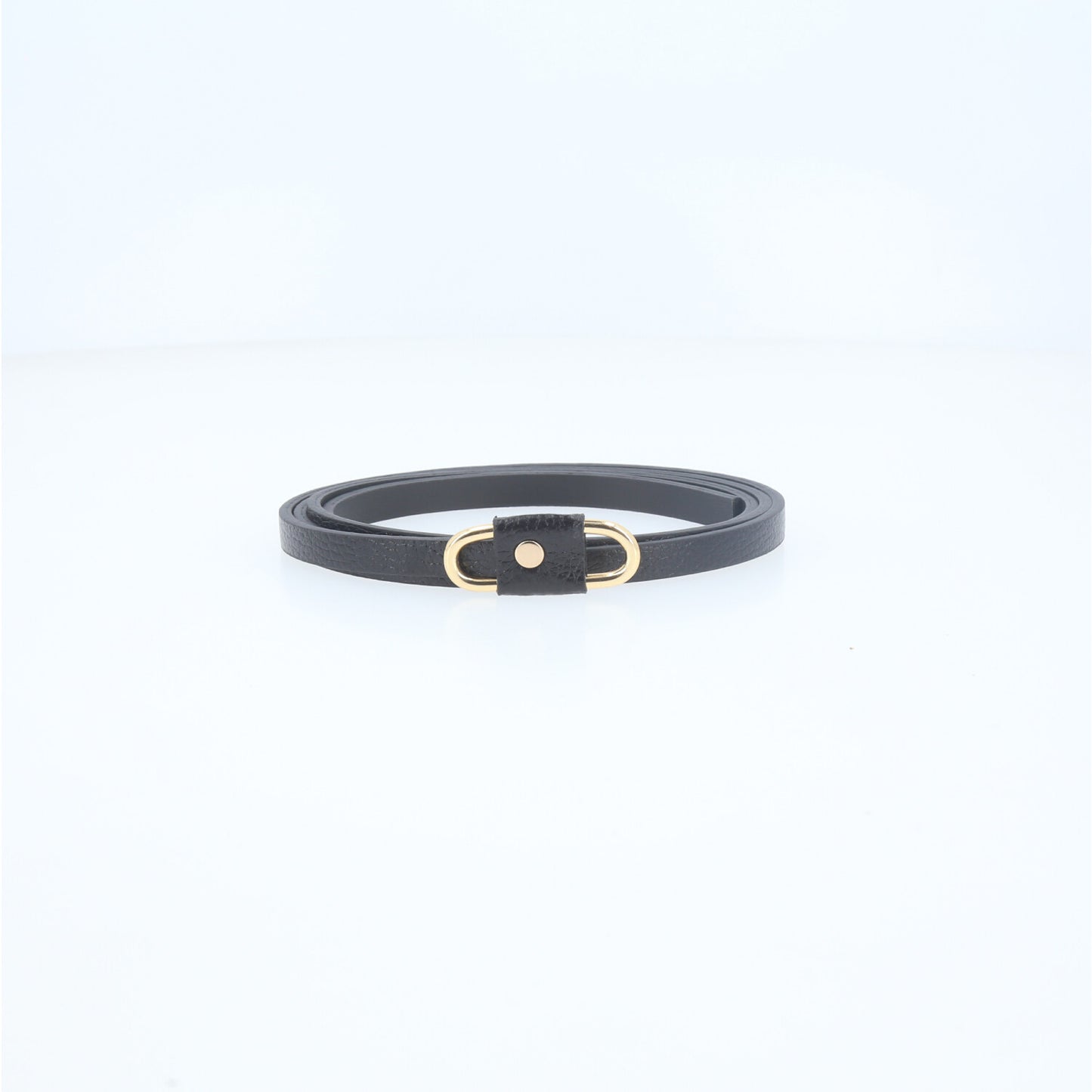 Cinto de Couro com Fivela Retangular Metalizada Preto