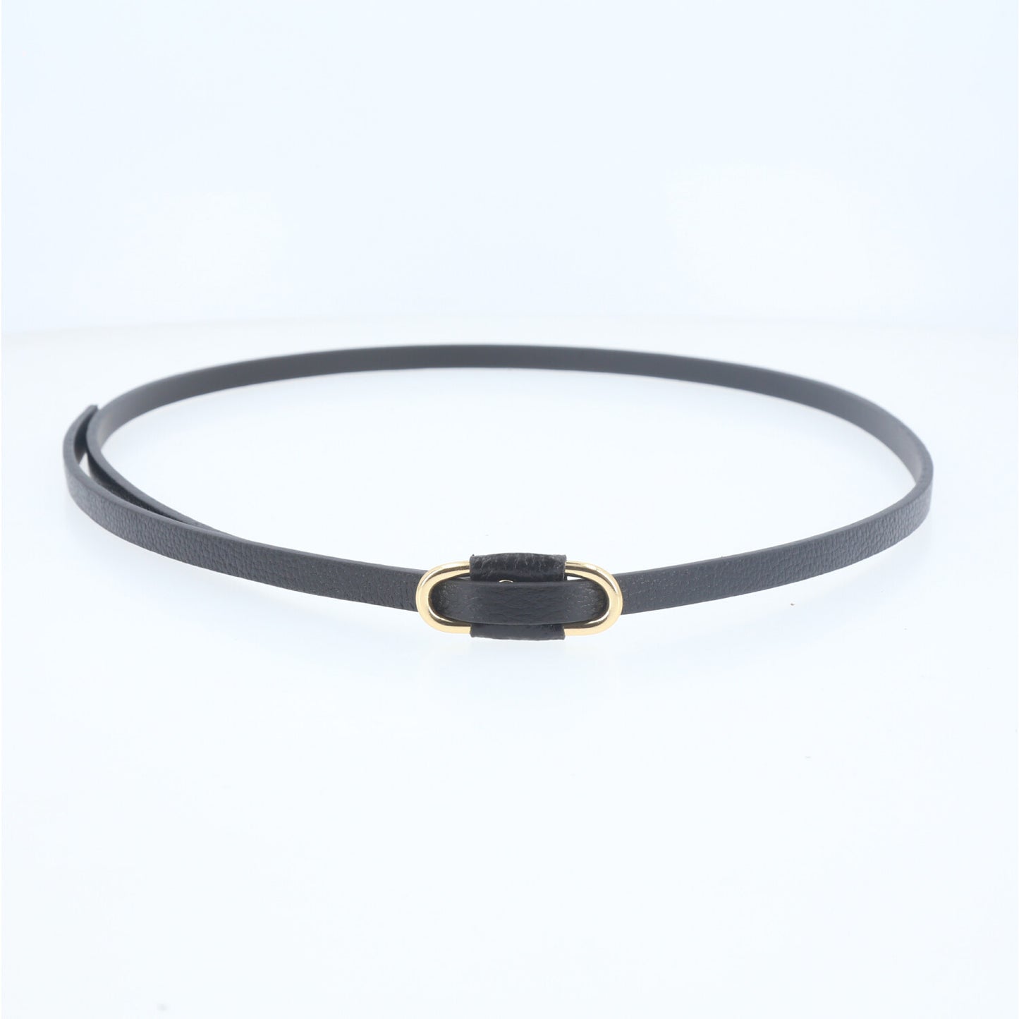 Cinto de Couro com Fivela Retangular Metalizada Preto